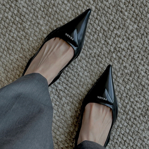 PRADA-07142 프라다 블랙 가죽 슬링백 펌프스