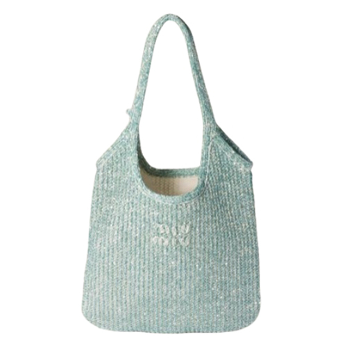 MIUMIU-5BG231 미우미우 라이트 블루 아이비 스팽글 메쉬 백