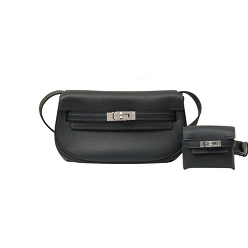 HERMES-KM17 에르메스 블랙 은장 SWIFT 가죽 켈리 무브