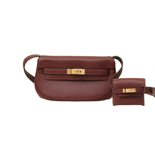 HERMES-KM17 에르메스 레드 금장 SWIFT 가죽 켈리 무브