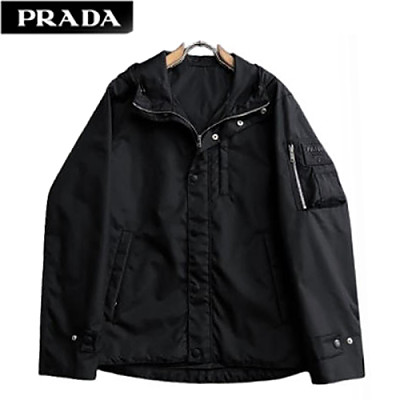 PRADA-08176 프라다 블랙 나일론 바람막이 후드 재킷 남성용