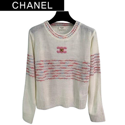 CHANEL-081715 샤넬 화이트 CC 로고 장식 스웨터