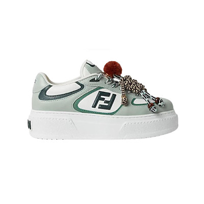 FENDI-8E8721 펜디 그린 가죽 펜디 매치 로우탑 플랫폼 참 슈즈 여성용