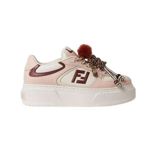 FENDI-8E8721 펜디 핑크 가죽 펜디 매치 로우탑 플랫폼 참 슈즈 여성용