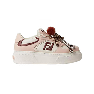 FENDI-8E8721 펜디 핑크 가죽 펜디 매치 로우탑 플랫폼 참 슈즈 여성용