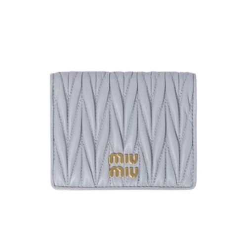 MIUMIU-5MV204 미우미우 펄 그레이 마테라쎄 나파 가죽 반지갑