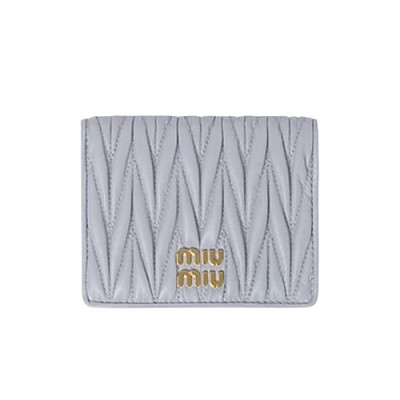 MIUMIU-5MV204 미우미우 펄 그레이 마테라쎄 나파 가죽 반지갑