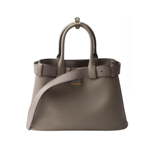 PRADA-1BA434 프라다 그레이 버클 미디엄 가죽 핸드백