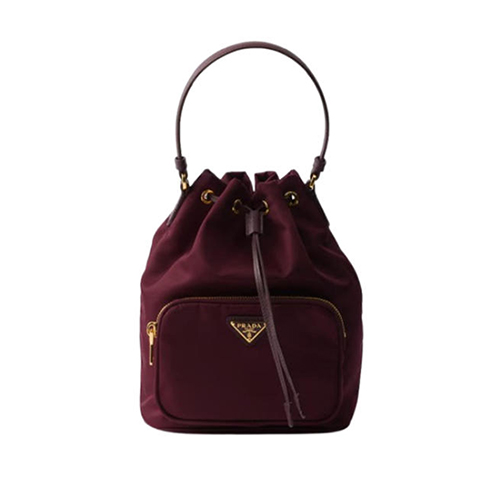 PRADA-1BH038 프라다 버건디 듀엣 리나일론 버킷 백