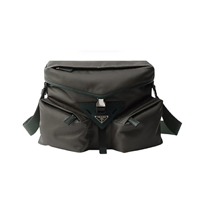 PRADA-2VD062 프라다 그레이 리나일론 가죽 숄더백