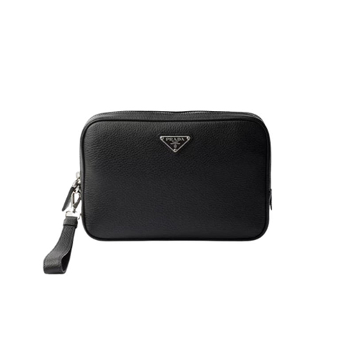 PRADA-2VF017 프라다 블랙 송아지 가죽 파우치