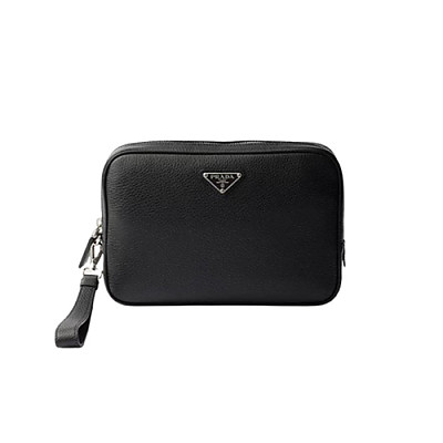 PRADA-2VF017 프라다 블랙 송아지 가죽 파우치
