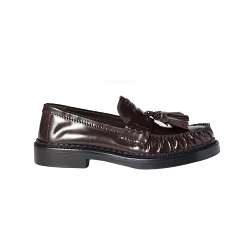 MIUMIU-5D497E 미우미우 브라운 폴리시드 가죽 테슬 로퍼