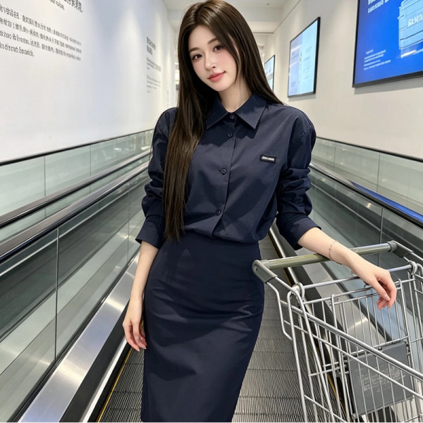 MIUMIU-062313 미우미우 2026년 신상 코튼 셔츠 네이비