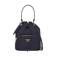 [스페셜오더]PRADA-1BH038 프라다 투웨이 포켓 블랙&그레이 사피아노 가죽 스몰 버킷백