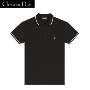 DIOR-733J8 디올 ABEILLE 자수 장식 블랙 폴로 셔츠