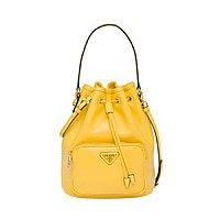 [스페셜오더]PRADA-1BH038 프라다 투웨이 포켓 블랙&그레이 사피아노 가죽 스몰 버킷백